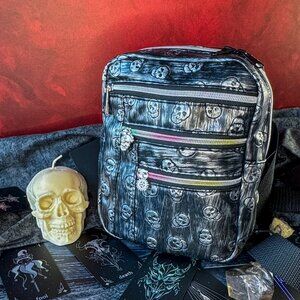 Skull Bag, Black Crossbody, Faux Leather Bag, Adjustable Bag, Zipper Bag, Grunge